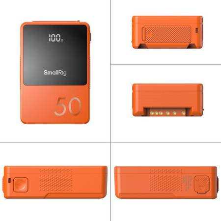 SmallRig 4871 VB50 Mini - akumulator V-Mount, 3400mAh, 50Wh, D-Tap, USB-A, USB-C, pomarańczowy_2